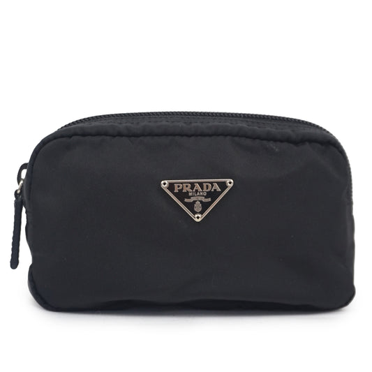 プラダ 三角ロゴ テスート ナイロン 化粧 コスメティック ミニ ポーチ ブラック PRADA B26G171