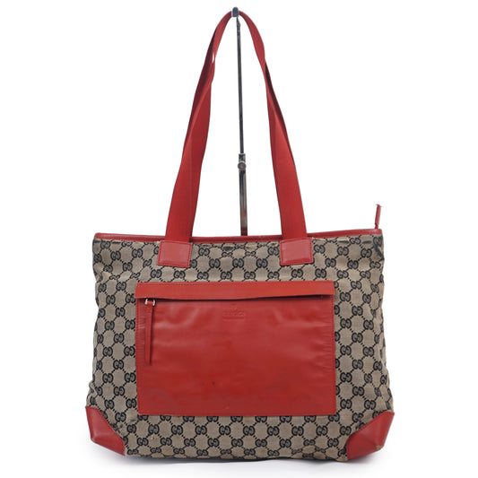 グッチ 019 0426 2404 GG キャンバス レザートートバッグ レッド系 GUCCI B26G793
