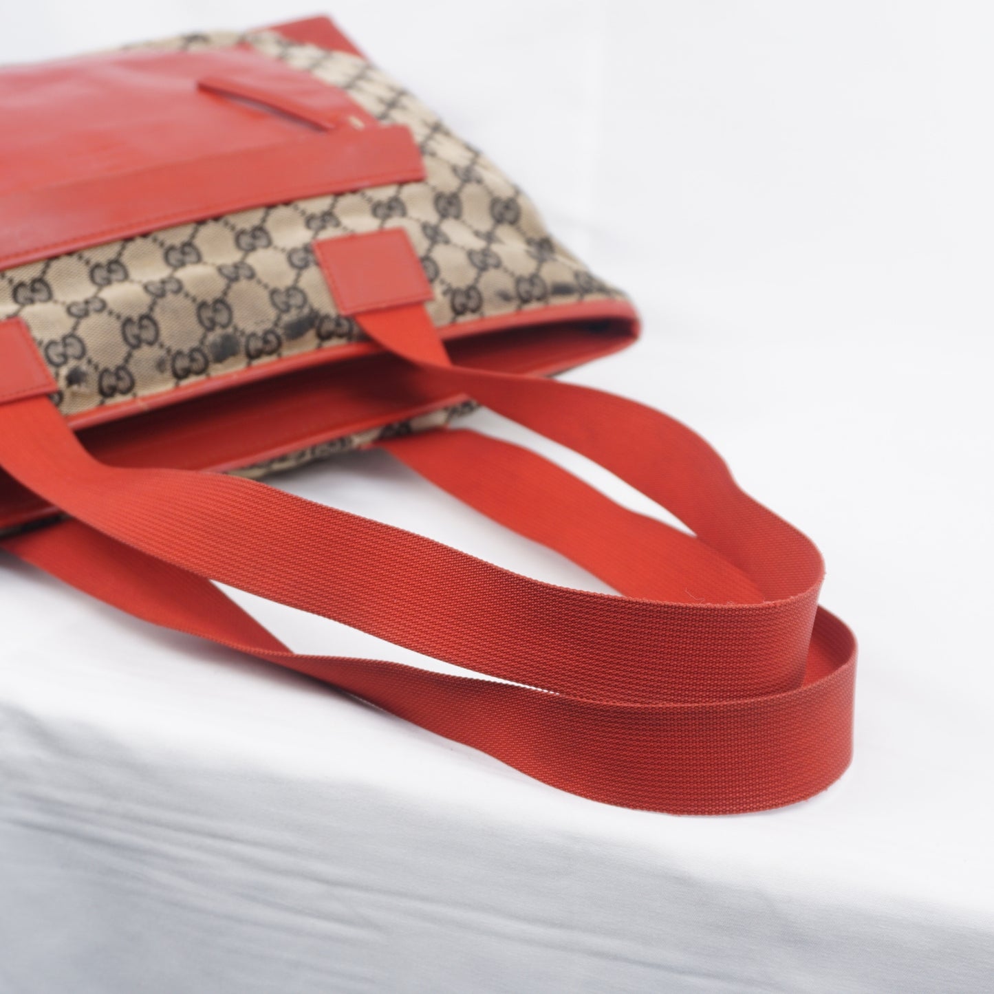 グッチ 019 0426 2404 GG キャンバス レザートートバッグ レッド系 GUCCI B26G793
