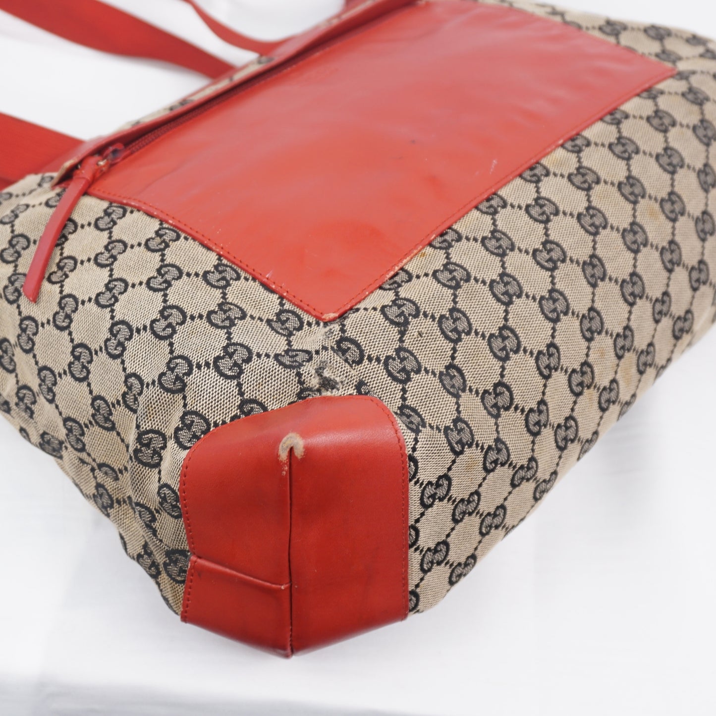 グッチ 019 0426 2404 GG キャンバス レザートートバッグ レッド系 GUCCI B26G793