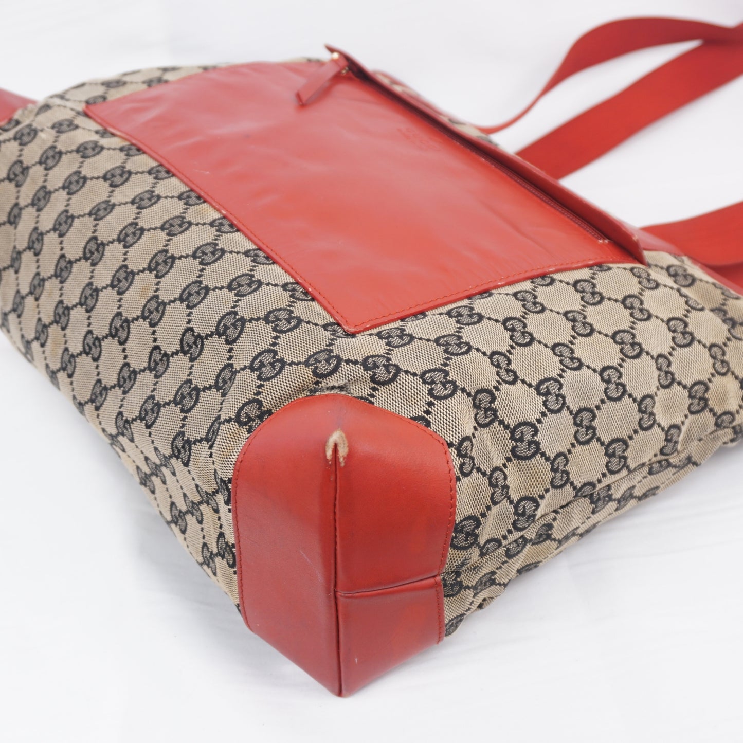 グッチ 019 0426 2404 GG キャンバス レザートートバッグ レッド系 GUCCI B26G793