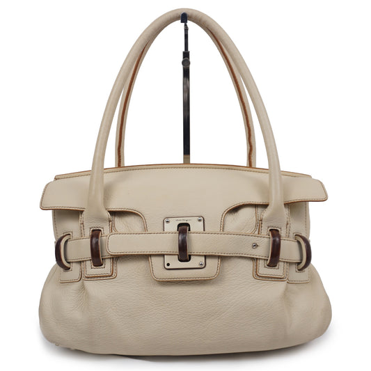 サルヴァトーレフェラガモ レザー ベルト ハンドバッグ アイボリー DY-21 A123 Salvatore Ferragamo B26G969